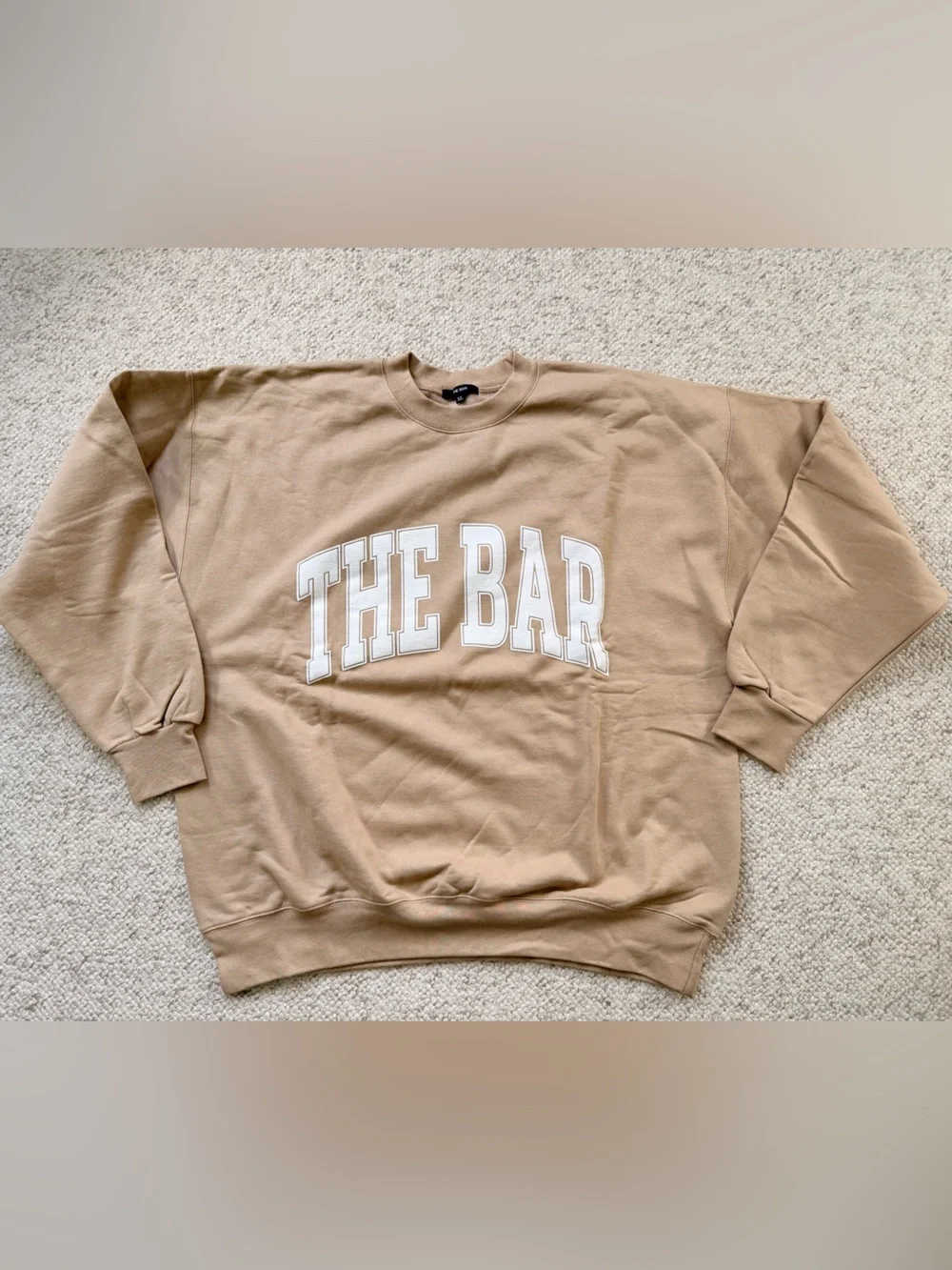 THE BAR Tan Crewneck Oversized Sweatshirt - Picture 1 of 3